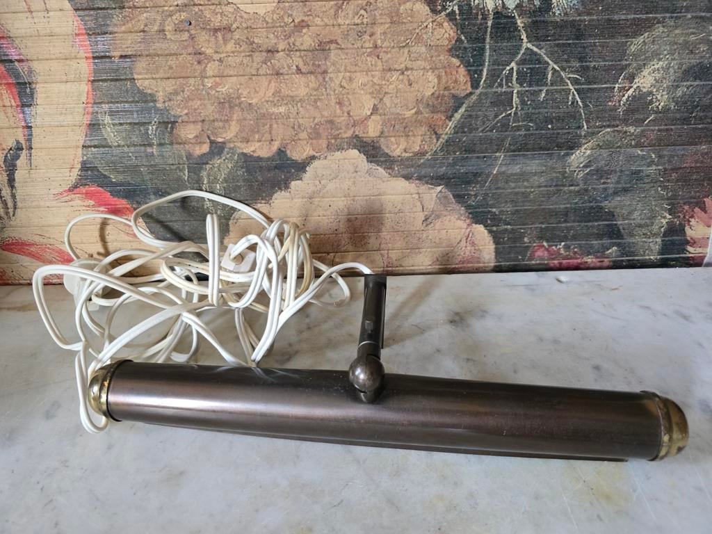 Oude koperen pianolamp schilderijlamp, Ophalen of Verzenden