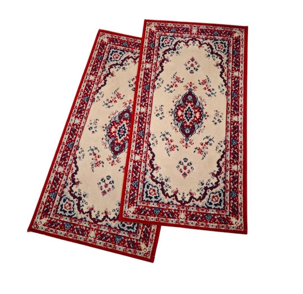 Vintage oosters wol vloerkleed set van 2 imperial 61x117cm, Crème, Klassiek, Traditioneel, Oosters, Onbekend@voorbeeld.com, 100 tot 150 cm