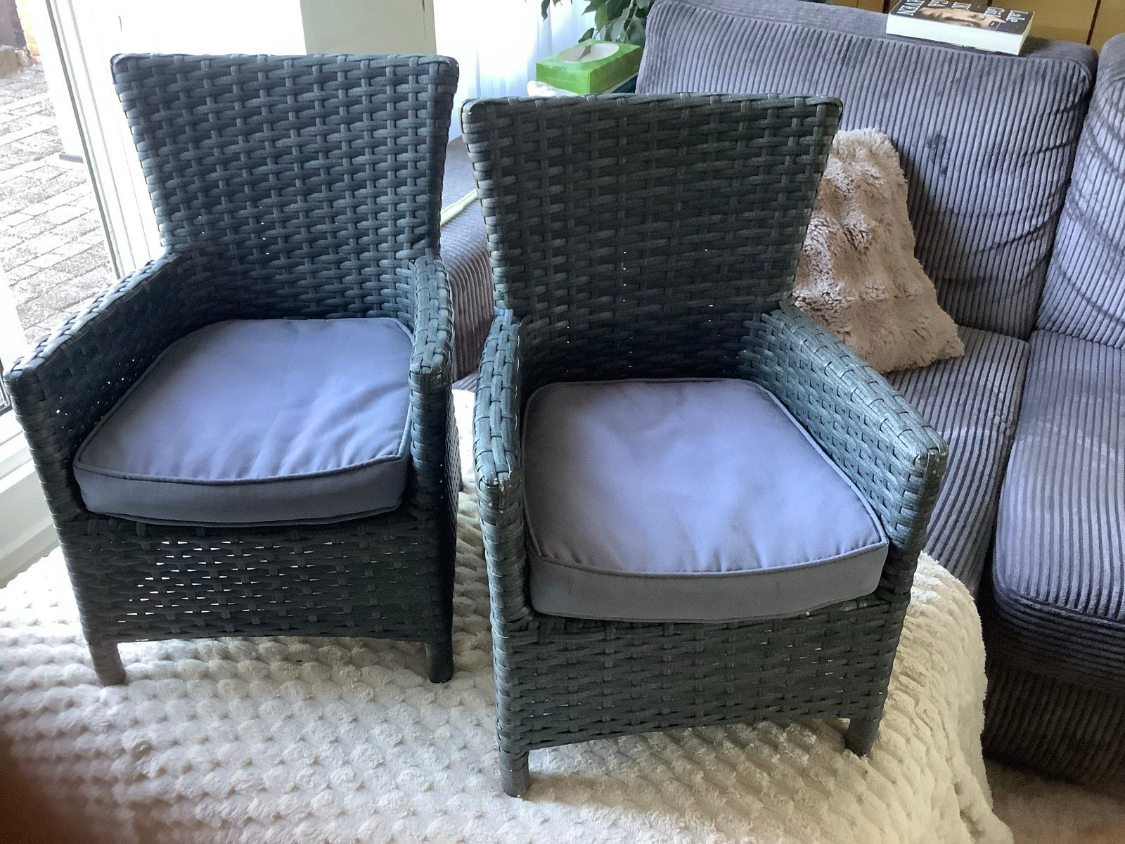 2x Wicker kindertuinstoelen met kussens - Garden Impressions, Ophalen, Gebruikt, Wicker