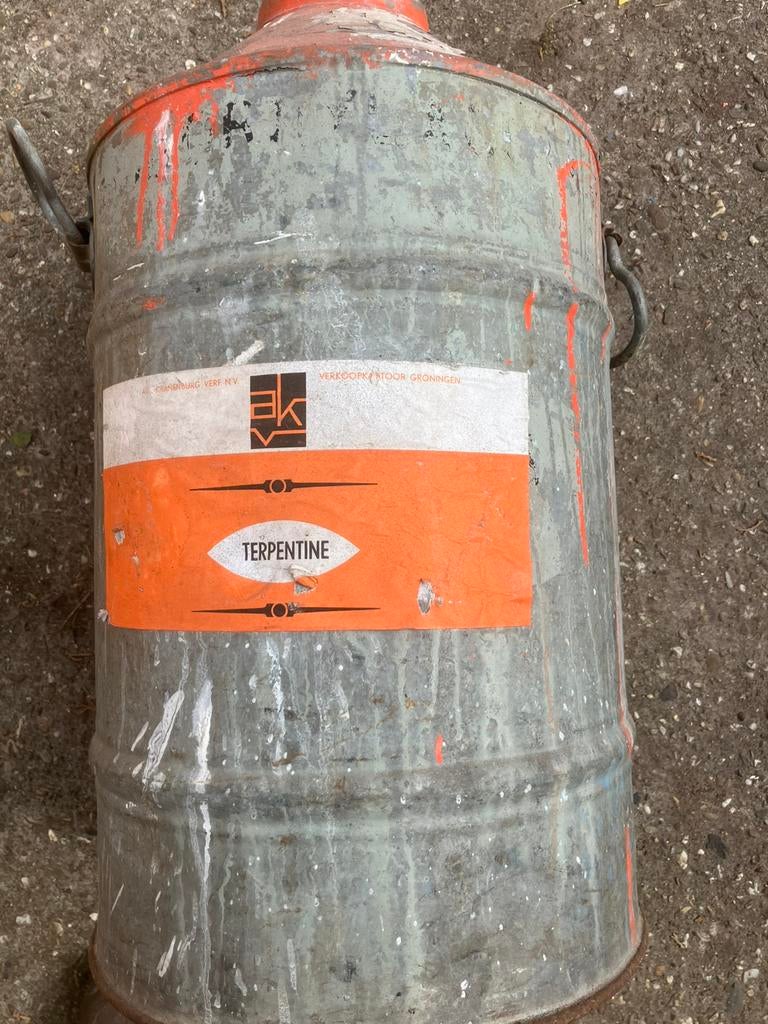 Gegalvaniseerde Terpentine vat 30 liter, Antiek en Kunst, Curiosa en Brocante, Ophalen