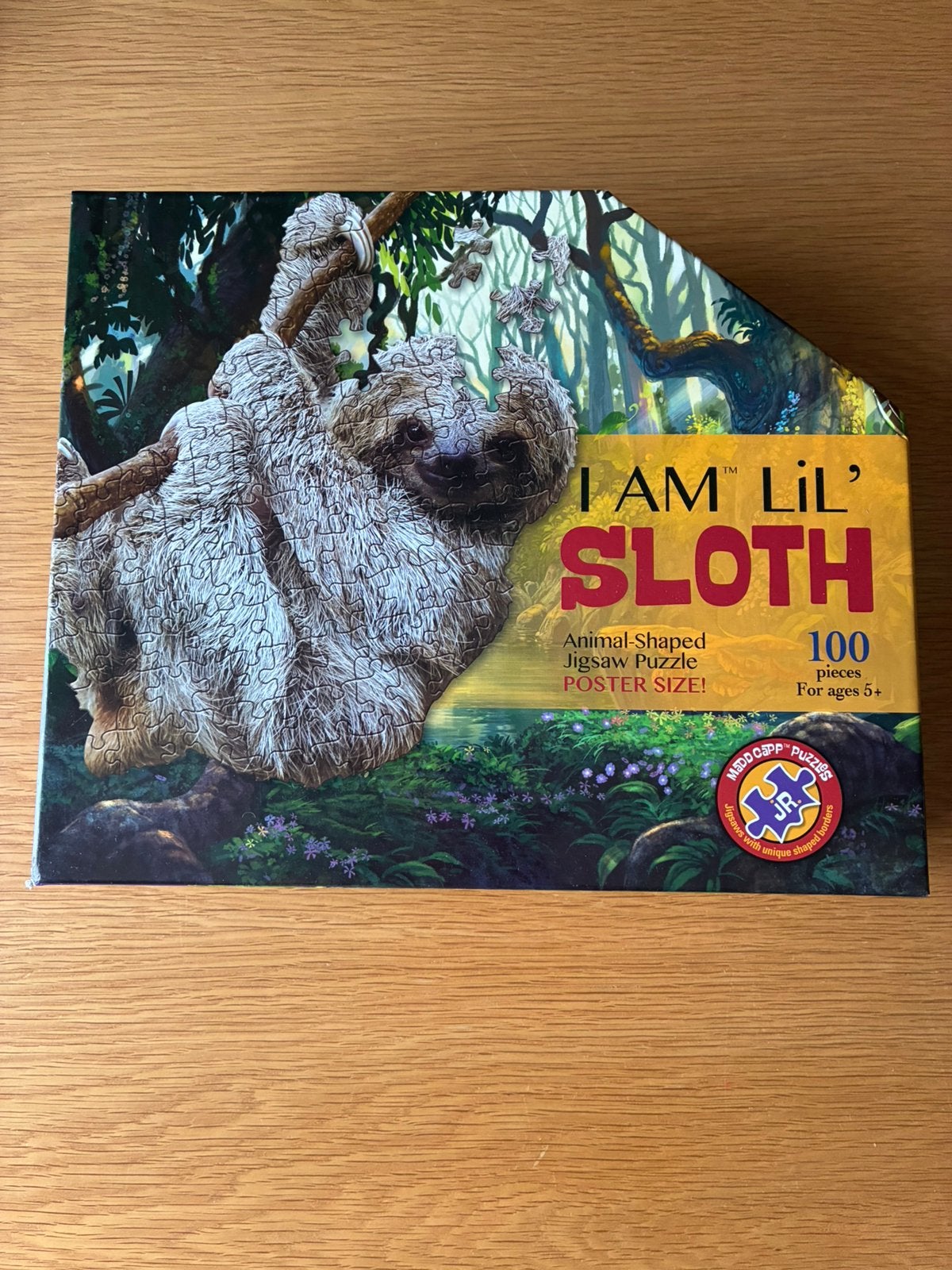 Puzzel shaped luiaard  i am lil sloth madd capp 100 stukjes, Ophalen of Verzenden, Minder dan 500 stukjes, Zo goed als nieuw, Legpuzzel