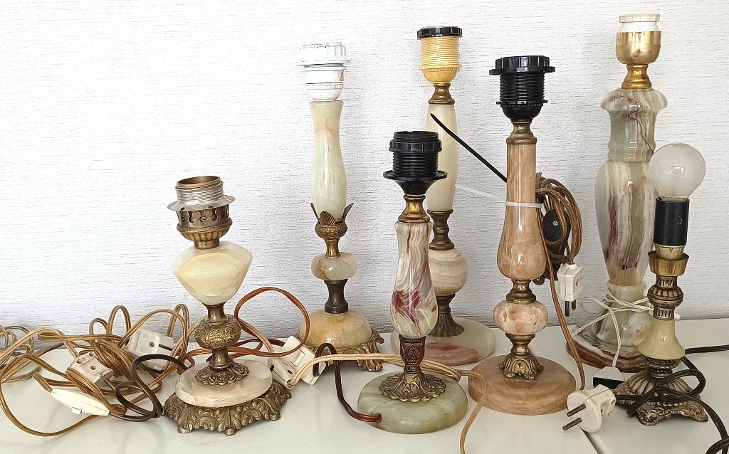 chique oude/antieke  onyx lampenvoeten (gaaf), Huis en Inrichting, Lampen | Tafellampen, Gebruikt, Overige materialen, Chique  vintage - klassiekers