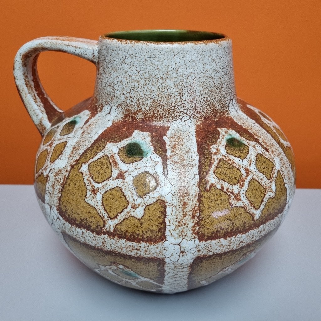 retro vintage vaas Jasba Keramiek West Germany 70s, Verzenden, Beige, 25 cm, Zo goed als nieuw