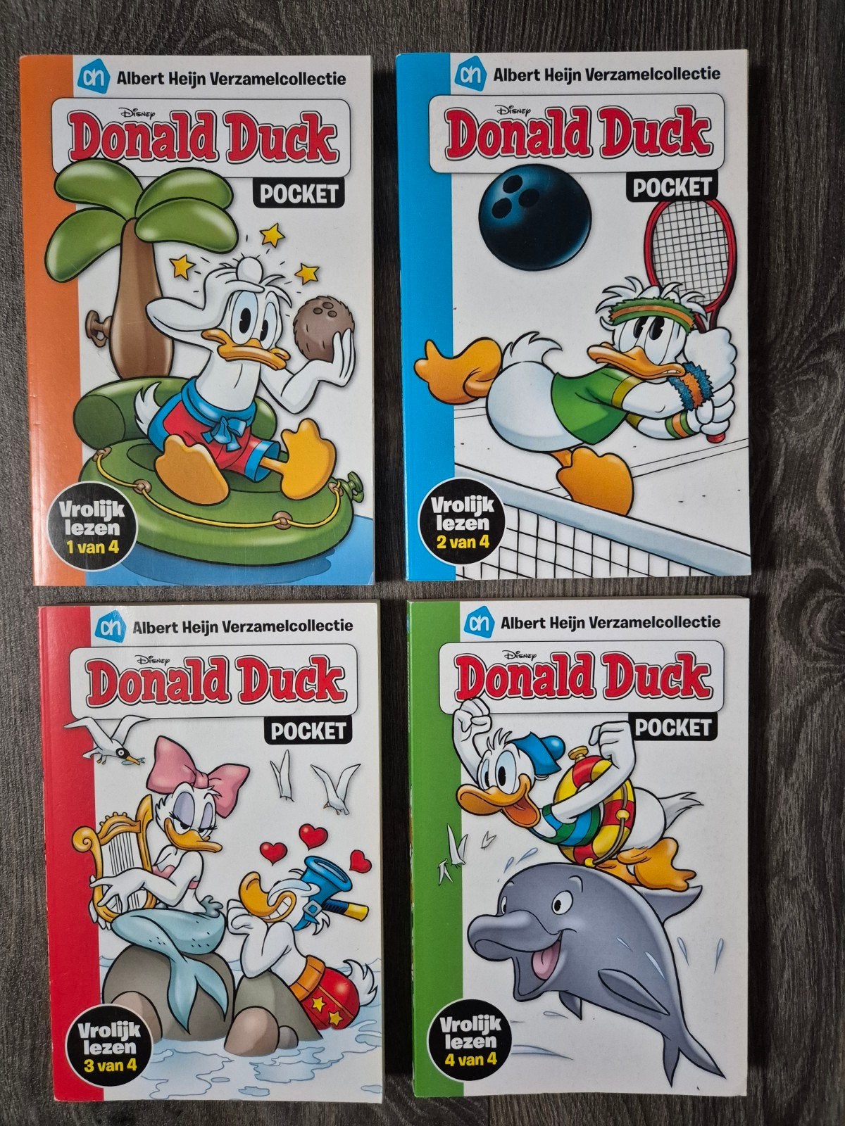 Donald duck pockets, AH collectie, nrs 1 t/m 4, setprijs, Boeken, Meerdere stripboeken, Ophalen of Verzenden, Gelezen