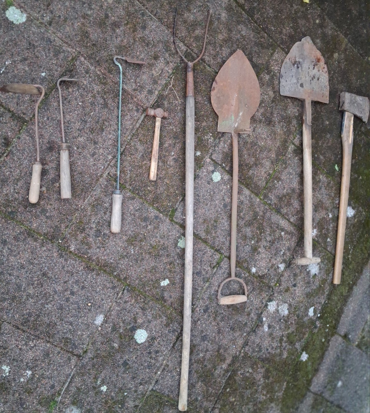 8-delige set van tuingereedschap, Tuin en Terras, Ophalen, Gebruikt, Bijl