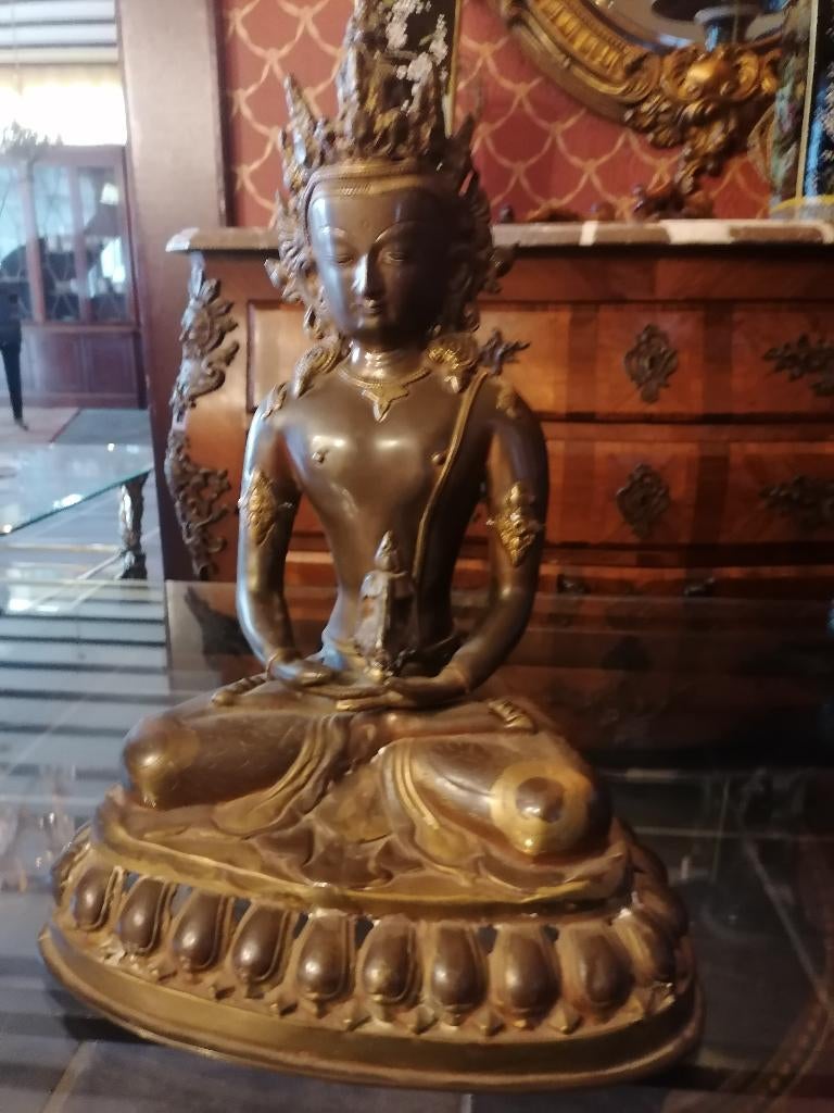 bronze tibet buddha 38 cm, Antiek en Kunst, Verzenden
