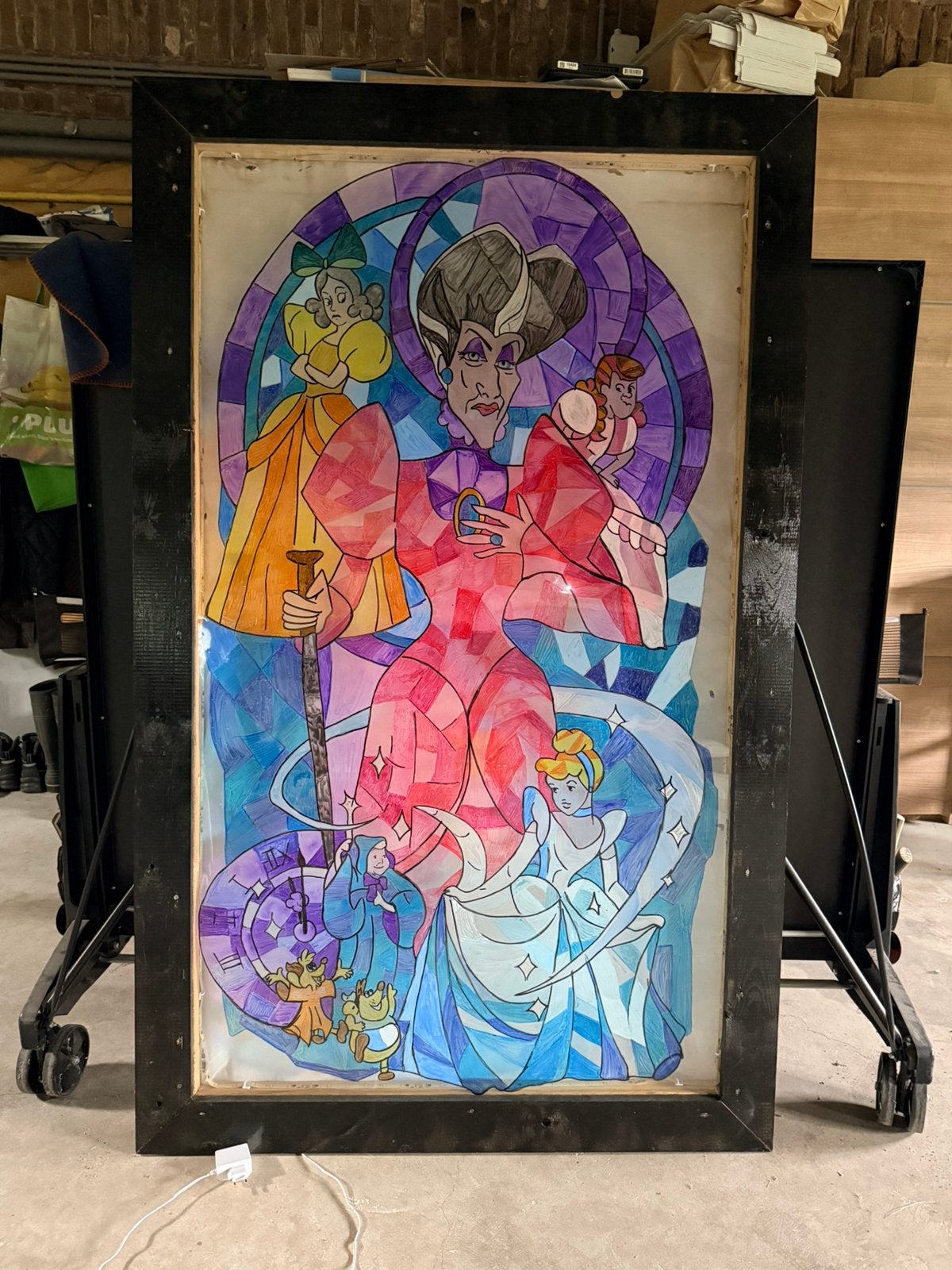 Disney glas-in-lood stijl verlichting met LED, Ophalen, Assepoester of Belle, Zo goed als nieuw, Overige typen
