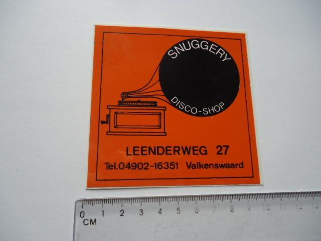 sticker oud Valkenswaard plaat vinyl SNUGGERY grammofoon, Verzenden, Zo goed als nieuw, Bedrijf of Vereniging