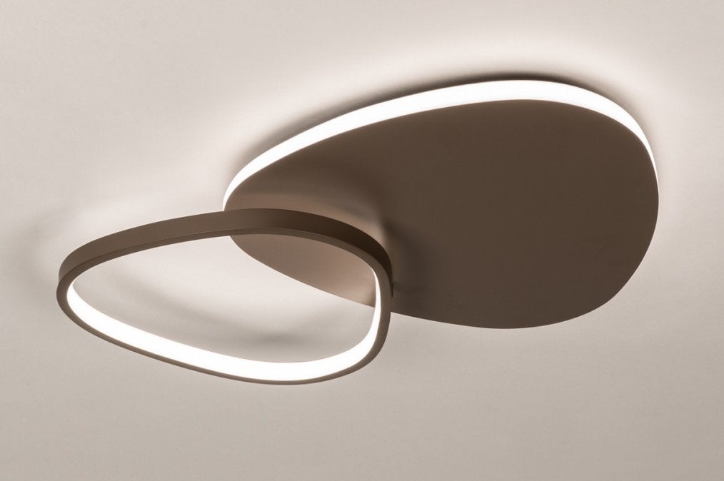 led 60cm koffiebruin plafondlamp organisch bank keuken lamp, Ophalen of Verzenden, Nieuw