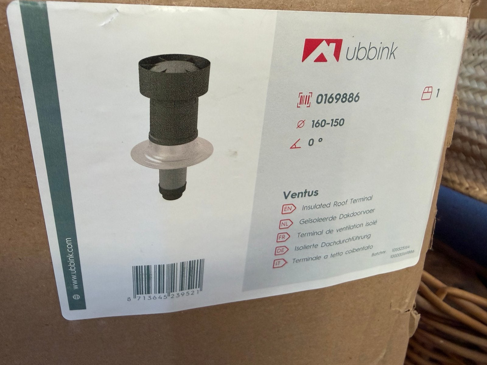 Ubbink dakdoorvoer WTW - 150/160mm, Kunststof, Zwart, Overige typen, Nieuw