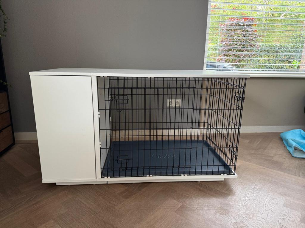 Omlet hondenbench met opbergkast – zeer nette staat, Ophalen of Verzenden, Zo goed als nieuw, 110 cm of meer, 100 cm of meer