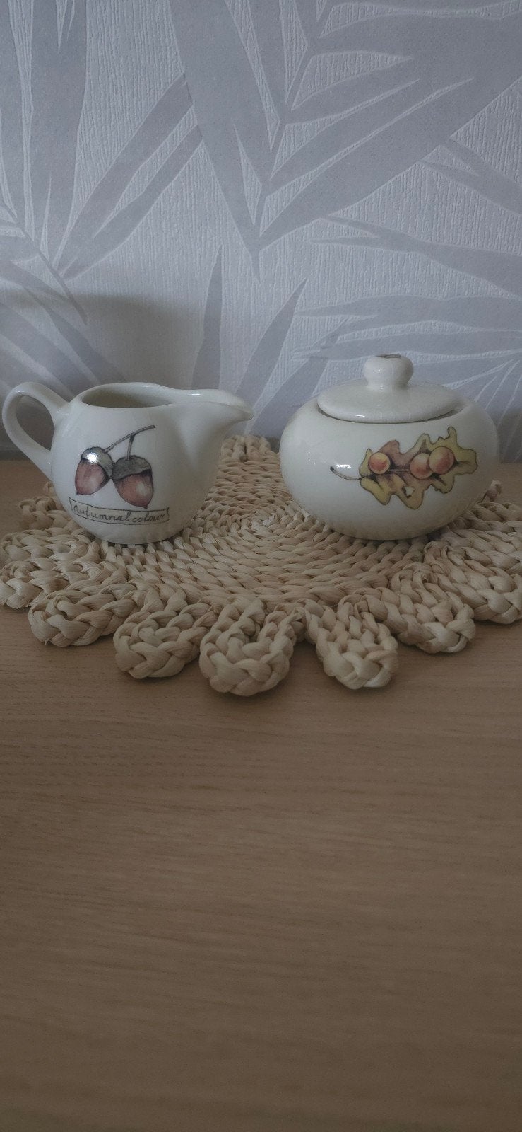 Jet Ter Steege Melkkannetje en Suikerpotje Eikels, Kan, Gebruikt, Keramiek, Vintage