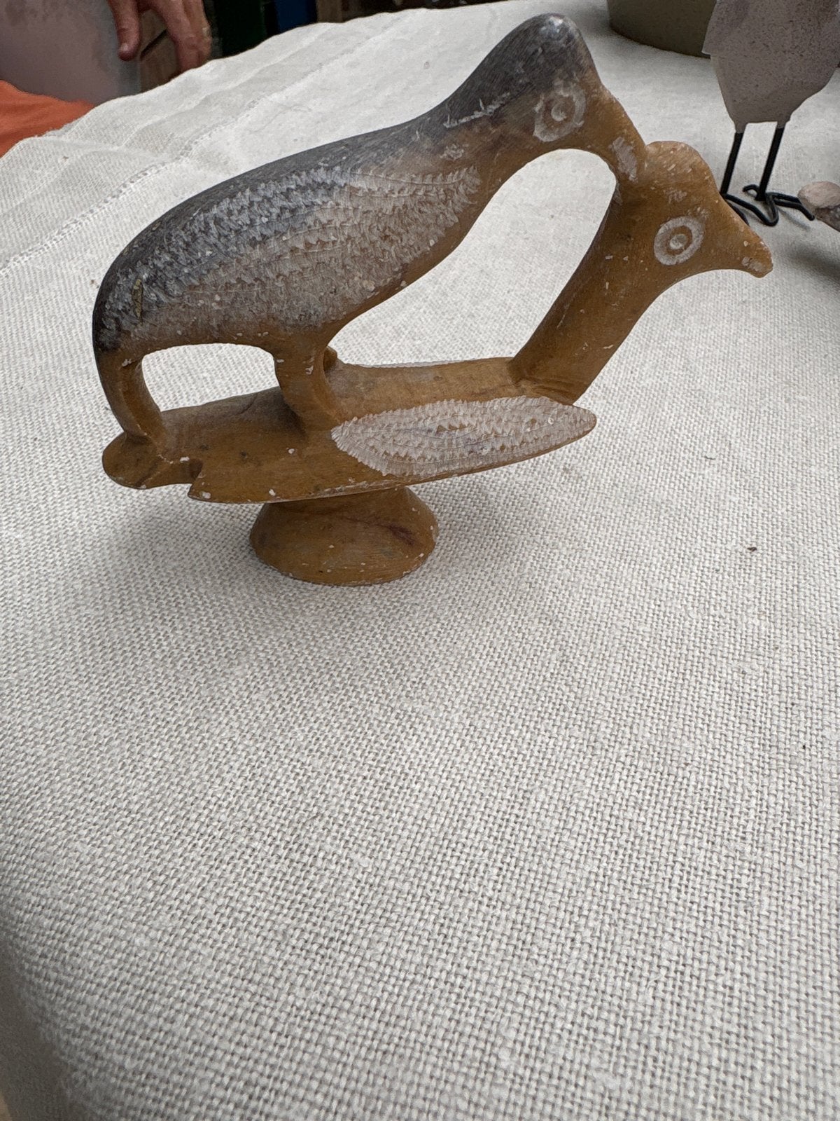 Decoratieve vogel sculptuur van steen, Ophalen, Minder dan 20 cm, Handgemaakt, Steen of Keramiek
