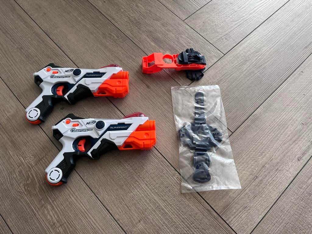 Nerf Laser Ops Pro AlphaPoint Blasters met accessoires, Ophalen of Verzenden, Gebruikt