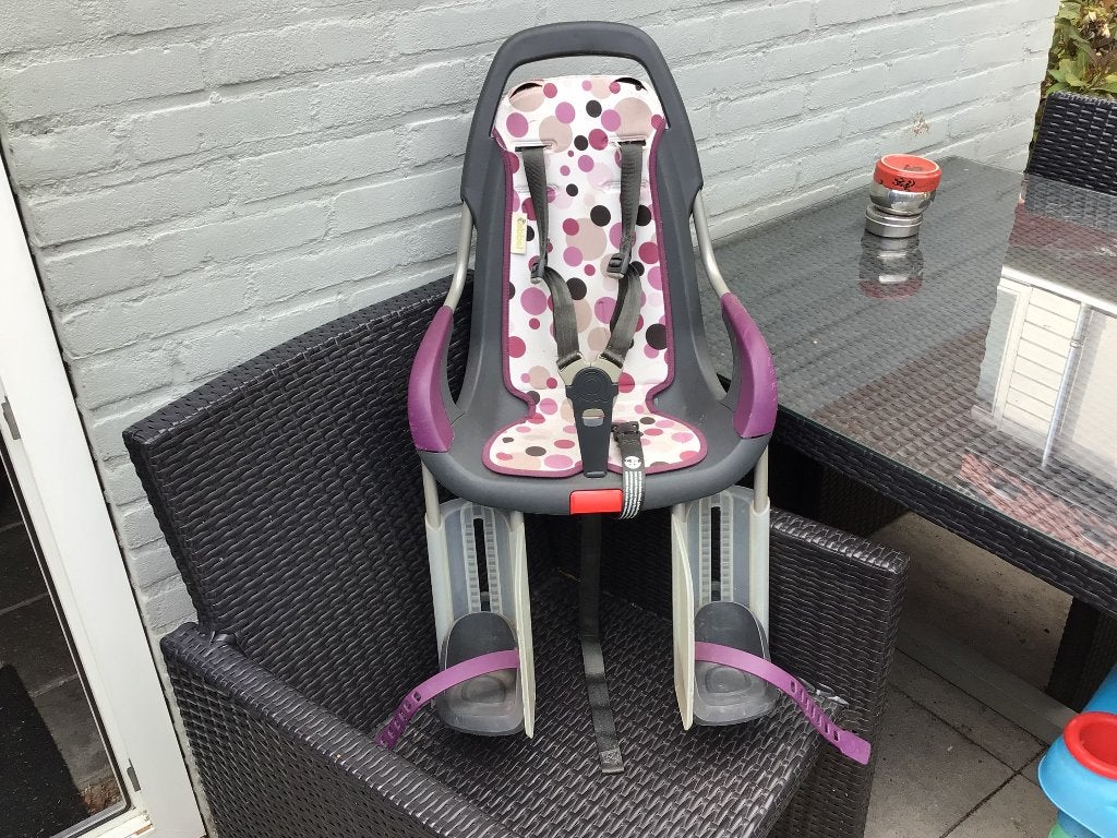 Qibbel fietsstoeltje, Ophalen, Achterzitje, Voetsteuntjes, Zo goed als nieuw