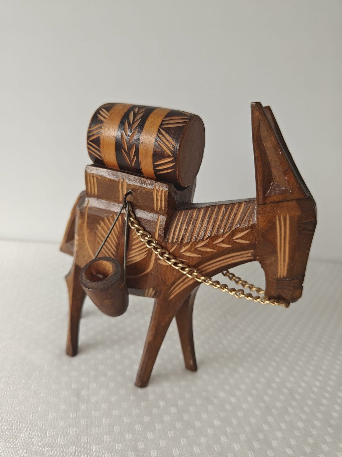 Vintage Handgesneden Houten Ezel met Vat en Emmers, Ophalen of Verzenden