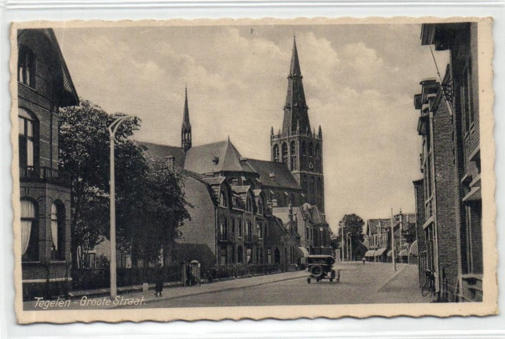 x20023 tegelen grootestraat   oldtimer, Verzamelen, Ansichtkaarten | Nederland, Verzenden, Voor 1920, Zuid-Holland