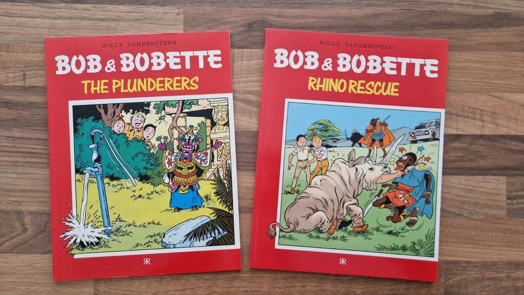 Bob & Bobette Britse uitgaven: The Plunderers & Rhino Rescue, Meerdere stripboeken, Ophalen of Verzenden, Zo goed als nieuw