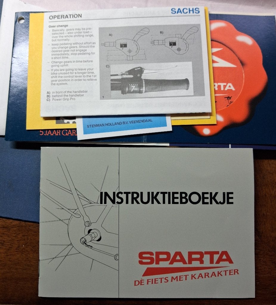 Sparta instructieboekje, Fietsen en Brommers, Ophalen of Verzenden, Zo goed als nieuw