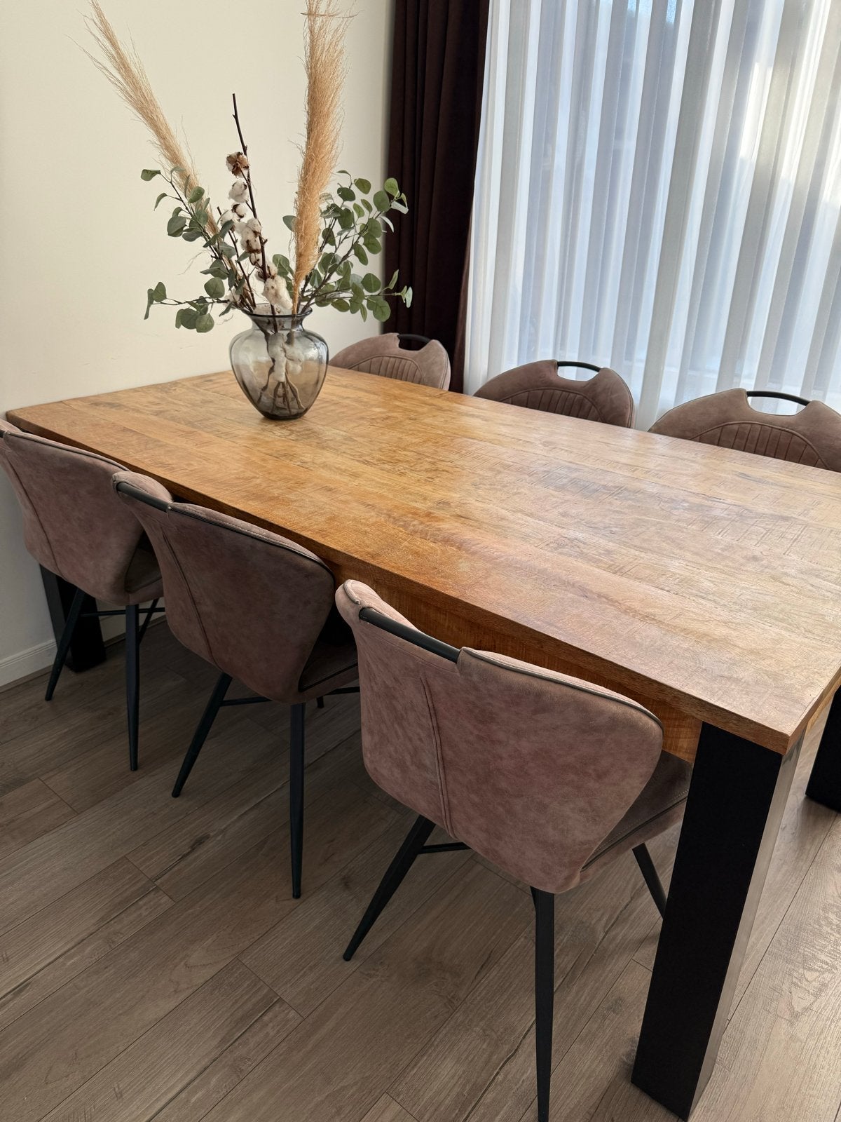 Mangohouten eettafel 200x100 cm - Goede staat, Ophalen, Gebruikt, 100 tot 150 cm, Vijf personen of meer