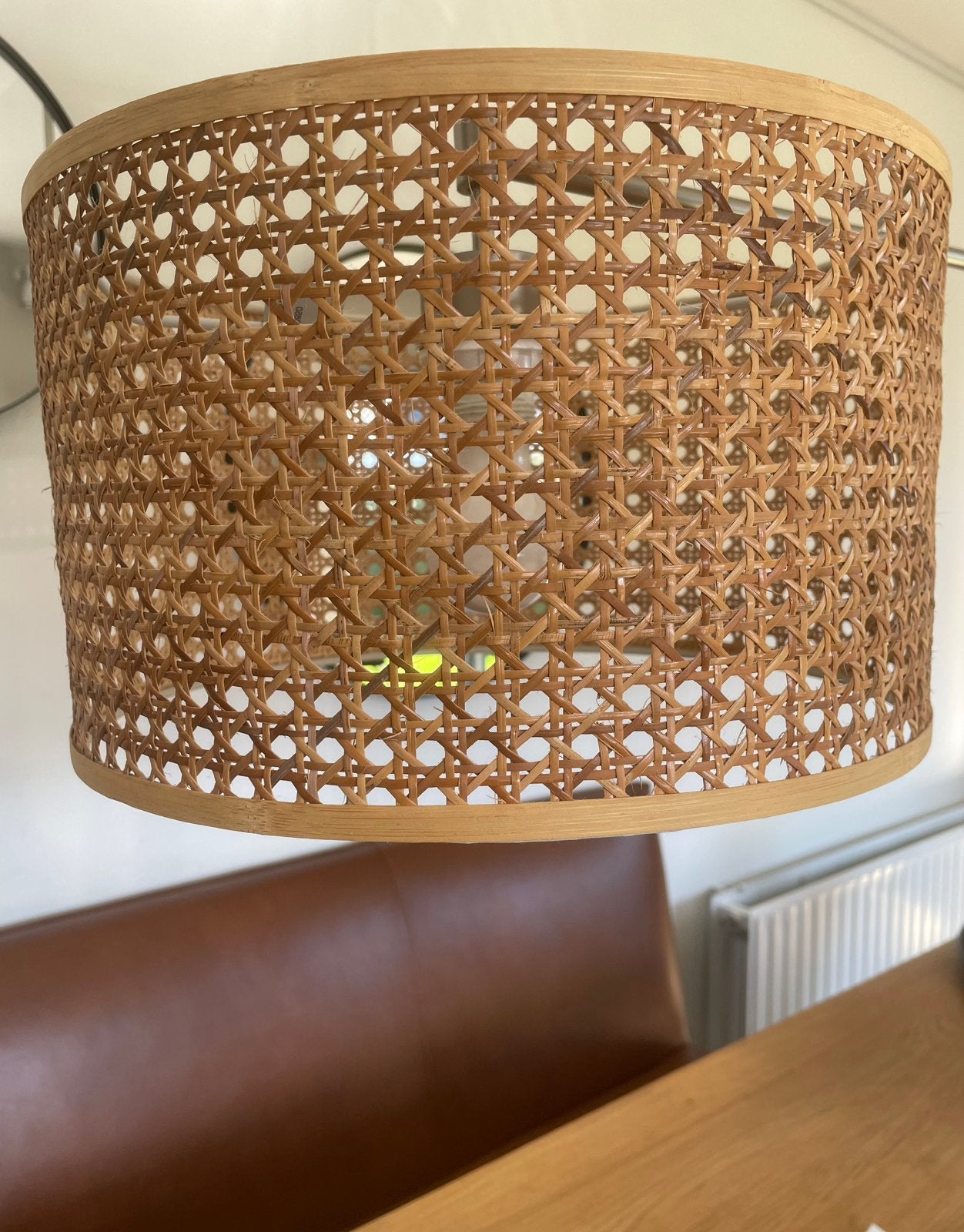 Bamboe lampenkap E27 fitting, Ophalen of Verzenden, Zo goed als nieuw, Hanglamp