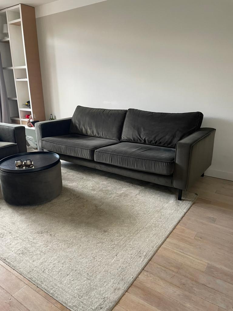 IZGS bank 2,5 zit + fauteuil + poef & dienblad van Woood, Ophalen, Gebruikt