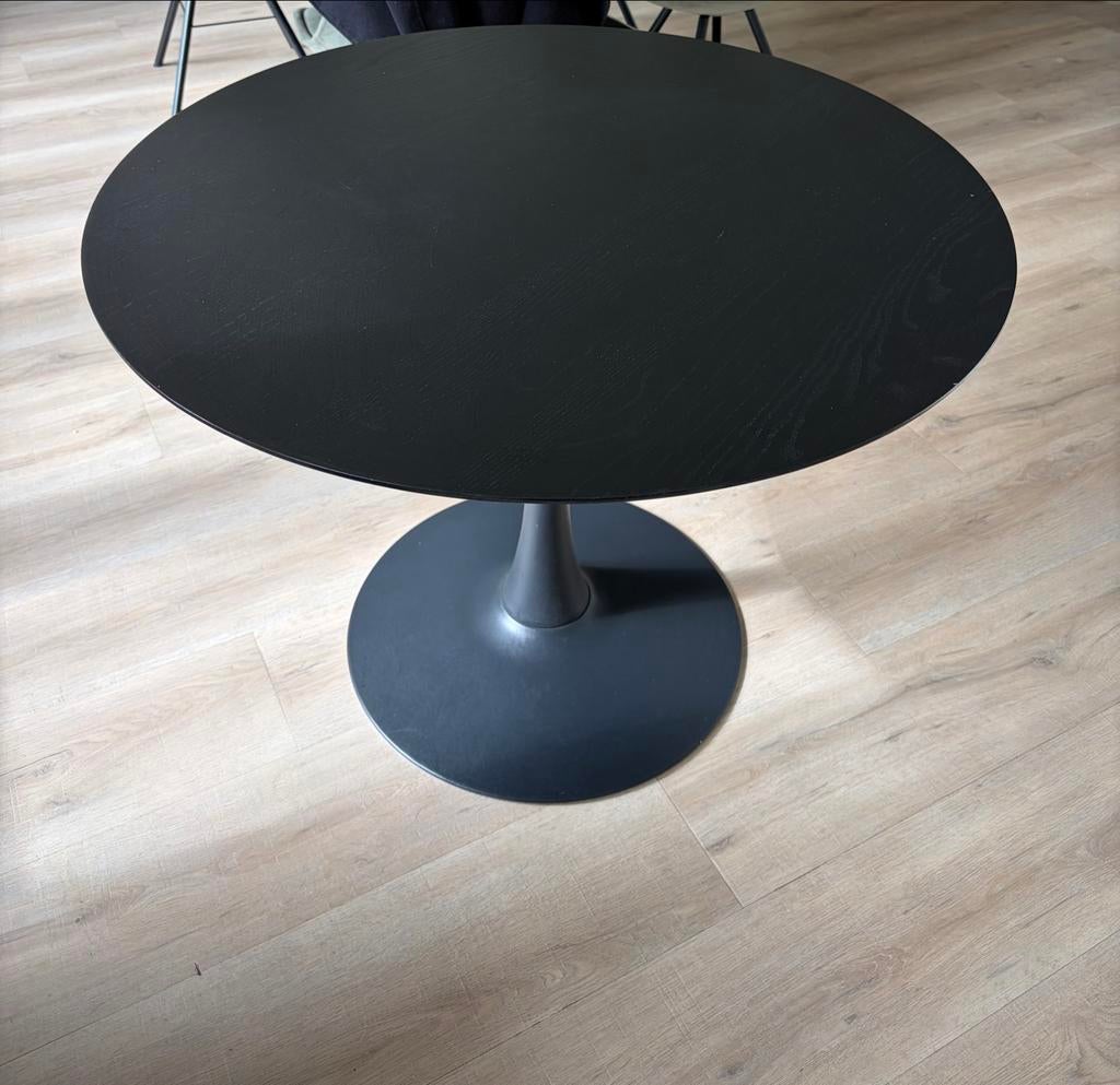 Zwarte ronde tafel 100 cm breed, Huis en Inrichting, Tafels | Statafels, Ophalen of Verzenden, Zo goed als nieuw