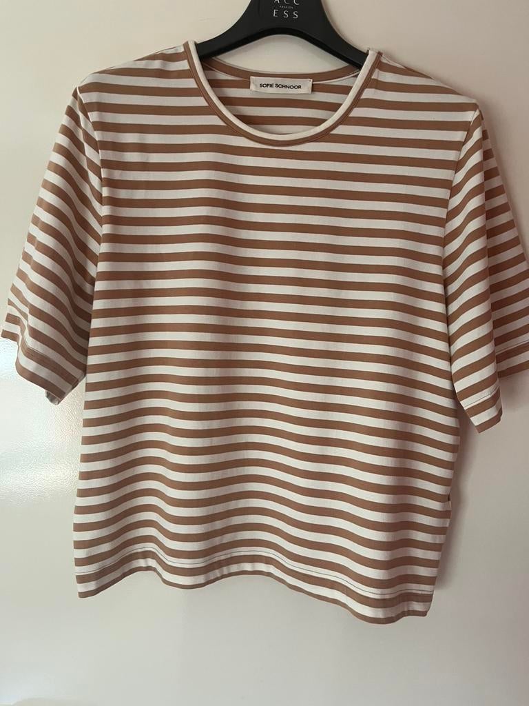 Streep shirt kort. SOFIE SCHNOOR, Maat 38/40 (M), Bruin, Ophalen of Verzenden, Korte mouw