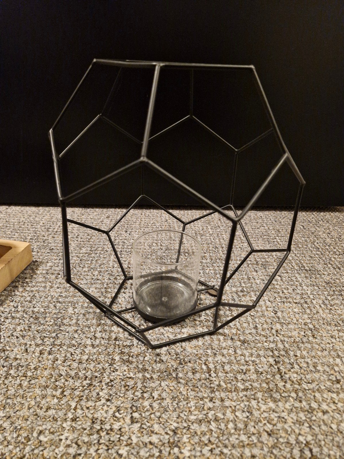 Windlicht zwart, Huis en Inrichting, Woonaccessoires | Kandelaars en Kaarsen, Ophalen, Zwart, Zo goed als nieuw, Metaal