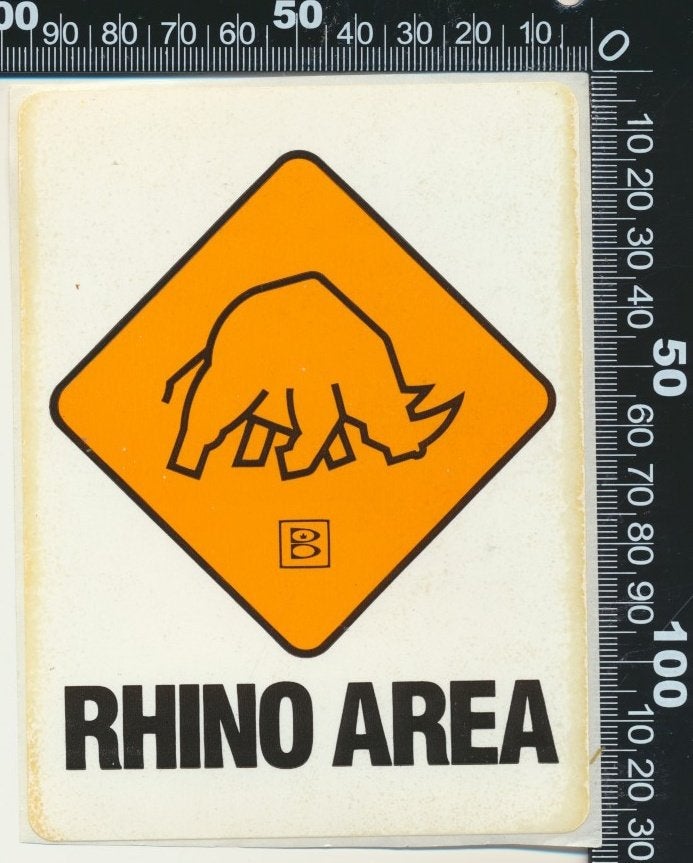 Sticker: Rhino Area, Ophalen of Verzenden, Zo goed als nieuw, Dier en Natuur
