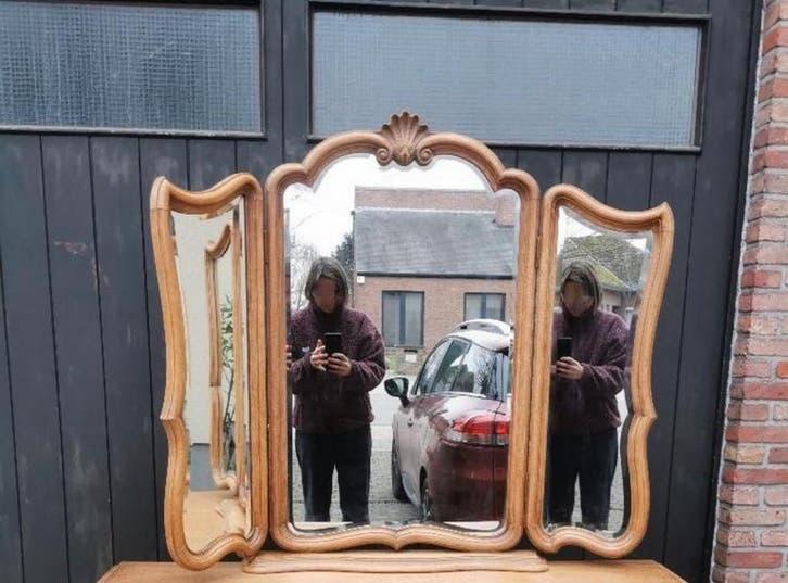 Antieke kaptafel spiegel, Ophalen, Overige vormen, 100 tot 150 cm