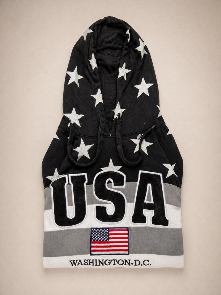 USA Hoodie met sterren en vlag - Maat M, Ophalen of Verzenden, Gedragen, Maat 48/50 (M), Zwart