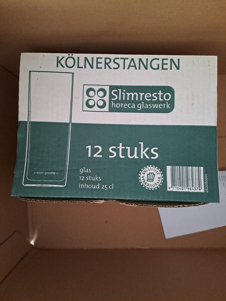 Kölnerstangen Horeca Glaswerk - 12 Stuks (25 cl), Ophalen of Verzenden, Nieuw, Glas, Glas of Glazen