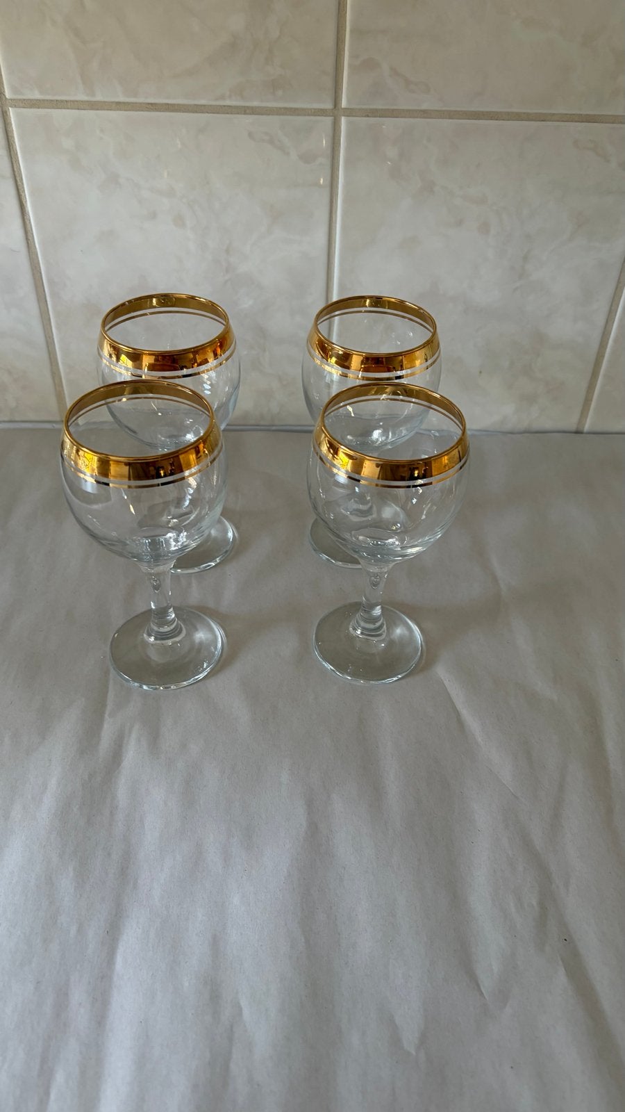 Diverse glazen sets met gouden rand - 27 stuks, Ophalen of Verzenden