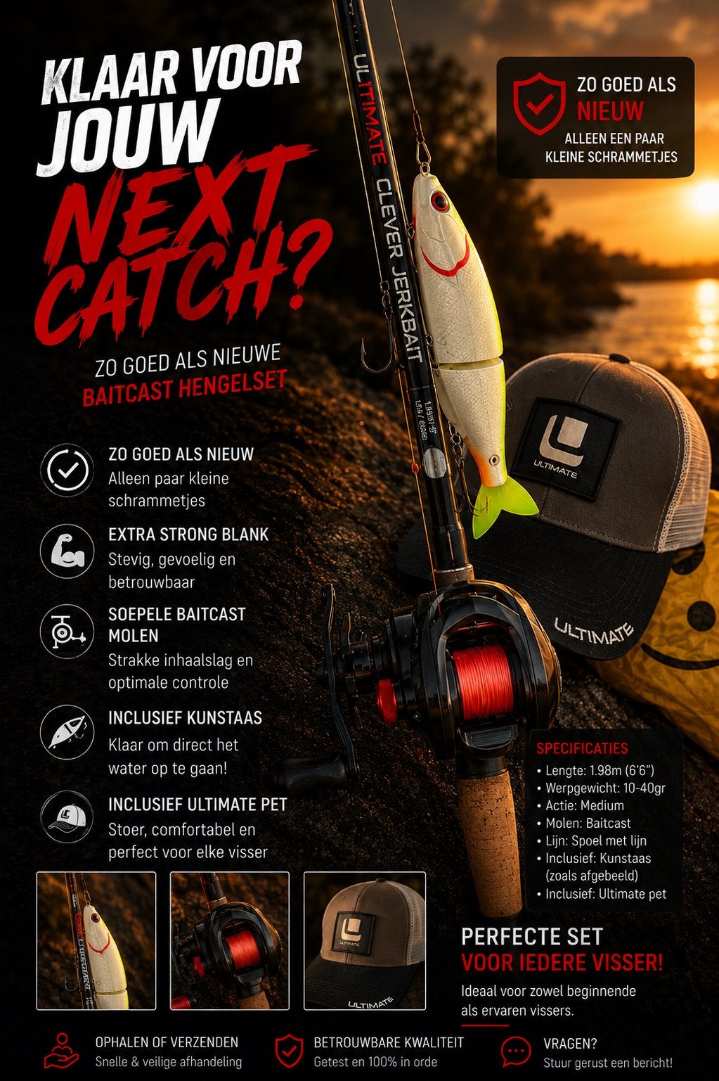 Ultimate Clever Jerkbait set + pet zo goed als nieuw+aasbak, Ophalen of Verzenden, Zo goed als nieuw, Elektrisch