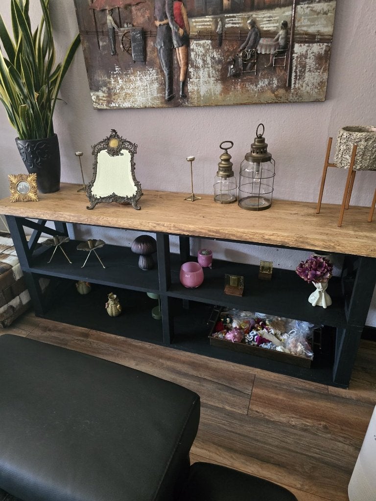 Boomstamblad sidetable 200x44x80 cm, Ophalen, Zo goed als nieuw, 150 tot 200 cm, Landelijk, Industrieel