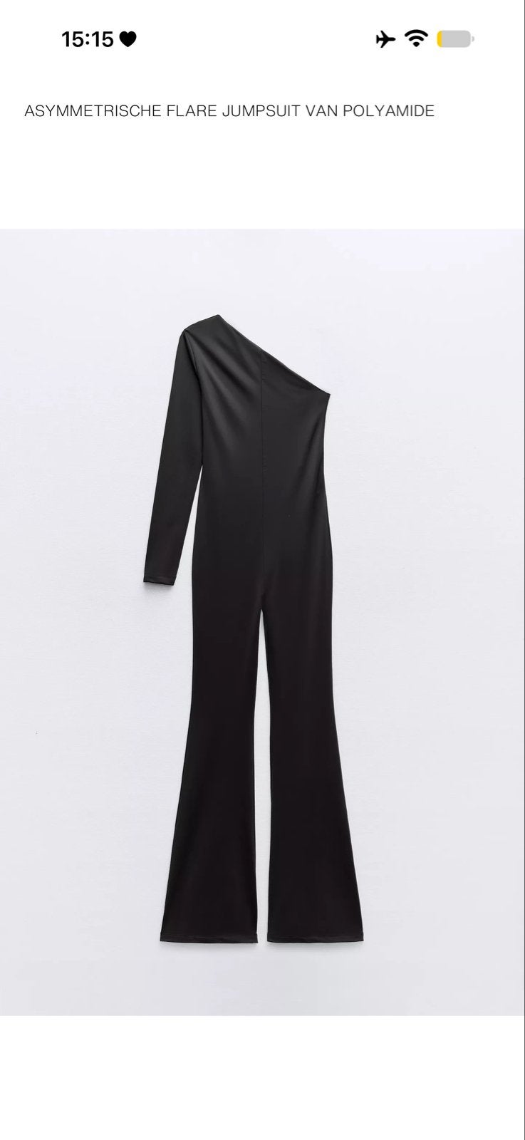 Zara Asymmetrische Flare Jumpsuit Zwart Maat S Nieuw, Verzenden, Nieuw, Maat 36 (S), Zwart