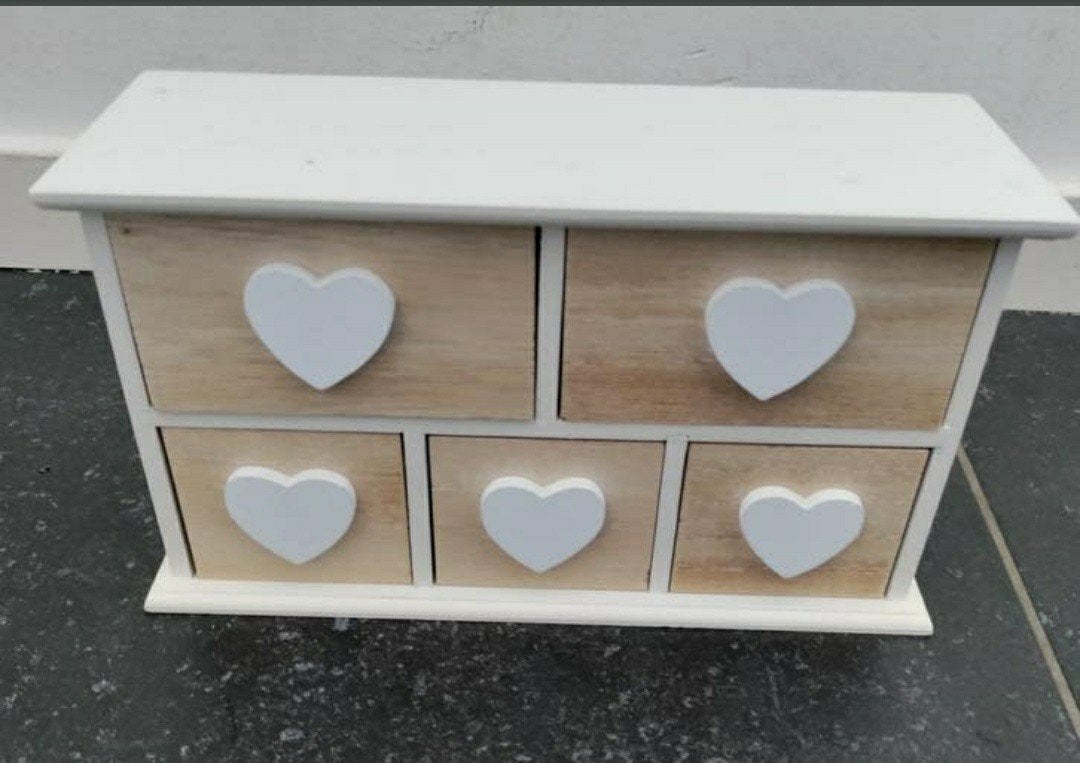 Deco kastje,hartjes,Bijoux,laden,Vensterbankkastje,Laden, Ophalen of Verzenden, Zo goed als nieuw