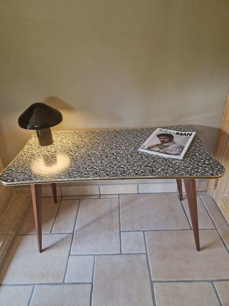 Vintage salon / koffie tafel in mozaiëk Print, Ophalen