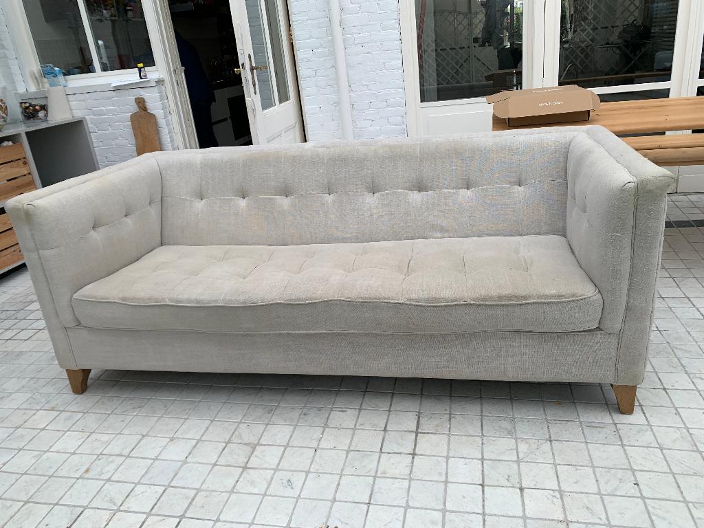 Sofa + Fauteuil van Rivèra Maison, Ophalen, Gebruikt, Driepersoons, 75 tot 100 cm