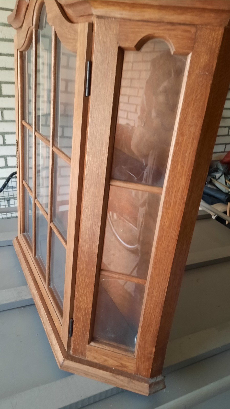 Hangend Vintage Vitrinekastje - 70x68x18 cm, Antiek en Kunst, Antiek | Meubels | Kasten, Ophalen
