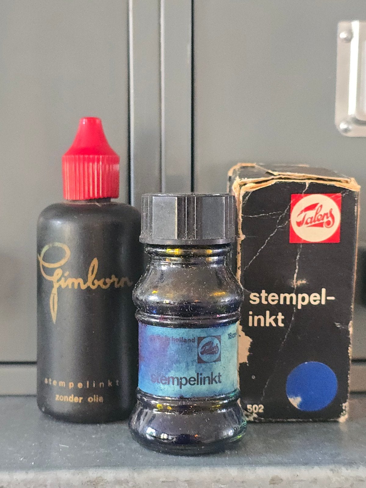 2 antieke stempelinkt flesjes Talens & Gimborn €9,95, Antiek en Kunst, Ophalen of Verzenden