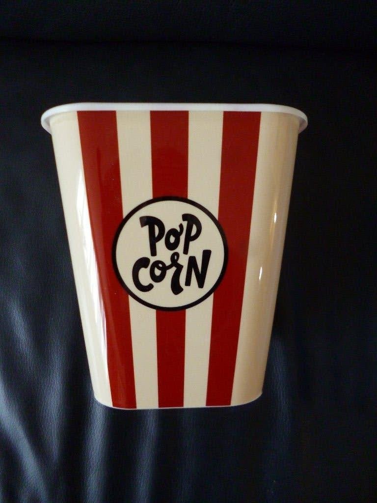 NIEUWE grote POPCORN bak in bruin/crème streep, Beige, Overige typen, Kunststof, Nieuw