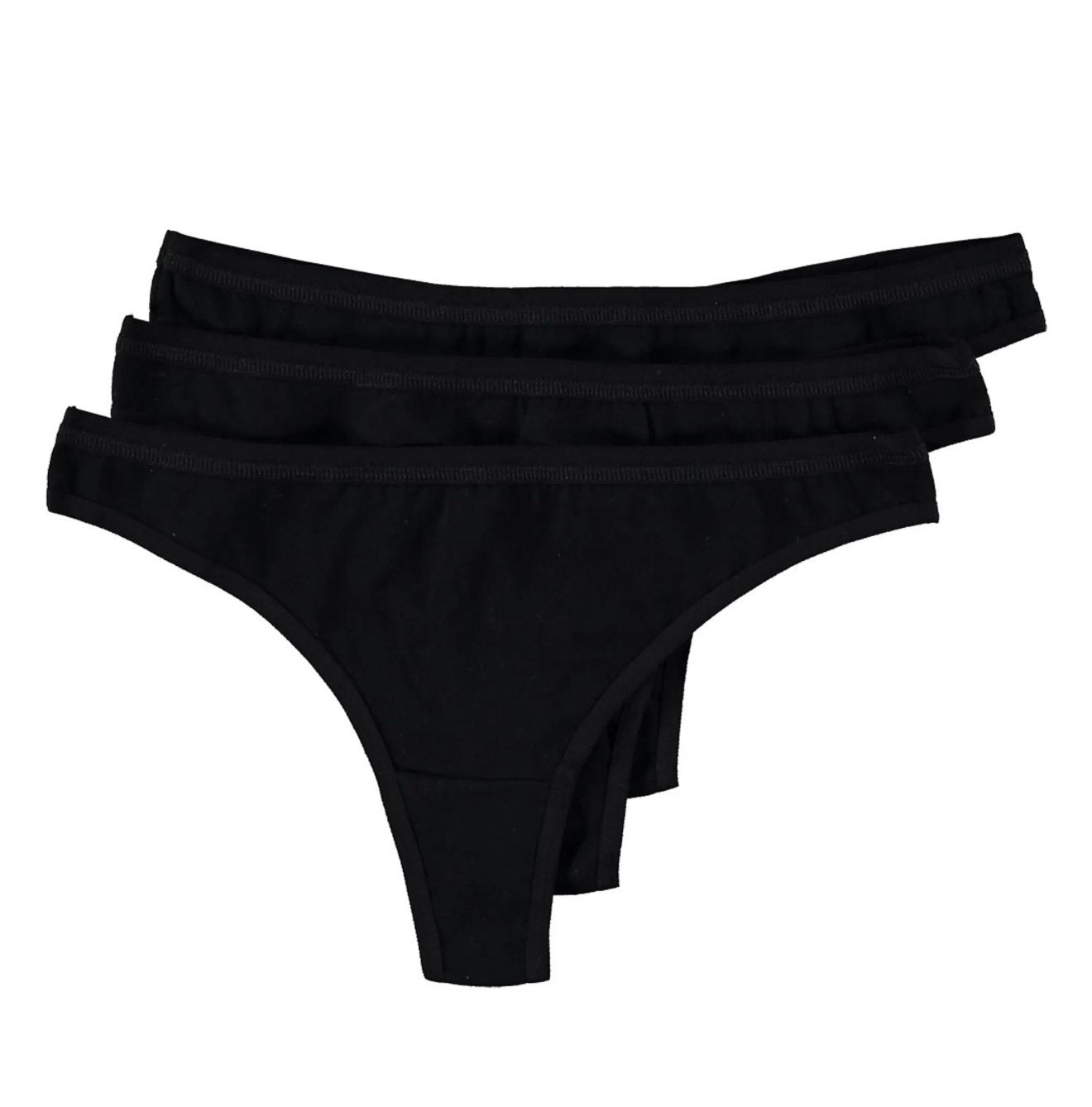 Zwarte basic strings – set van 3 (maat S/M)