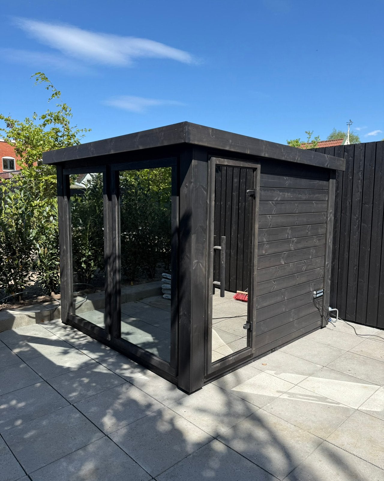 Spiegel sauna panorama sauna thermowood maatwerk buitensauna, Sport en Fitness, Ophalen of Verzenden, Zo goed als nieuw, Complete sauna