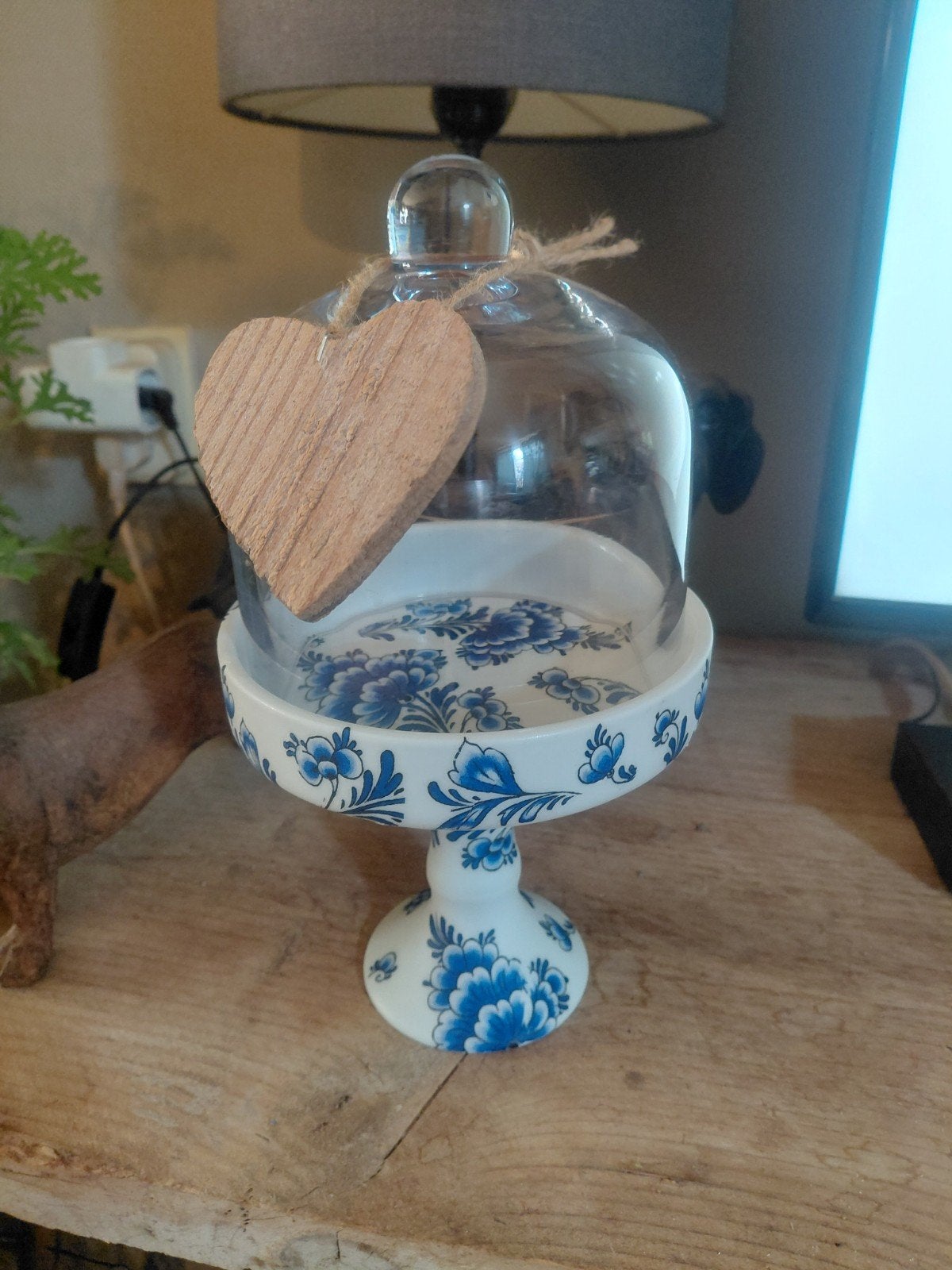 Delftsblauw Heinen stijl decoupage stolp, Glas, Ophalen of Verzenden, Zo goed als nieuw
