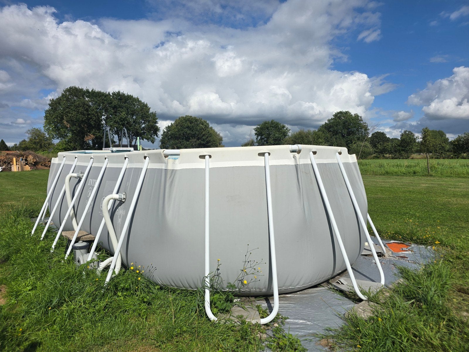 Intex Prism Frame zwembad Ø 457 x 122 cm met pomp en trap, Gebruikt, Rond, 300 cm of meer, Ophalen