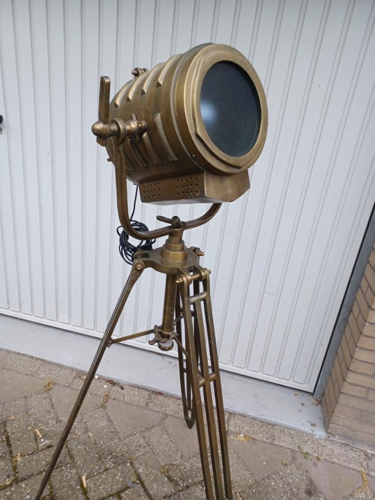 Vintage Industriële Spotlamp op Statief - Metaal, Ophalen of Verzenden