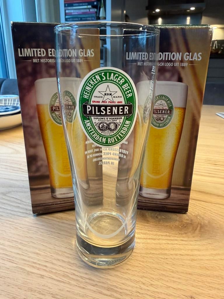 Heineken Limited Edition Glas - Historisch Logo 1889 (Nieuw), Ophalen of Verzenden, Nieuw, Glas of Glazen, Heineken