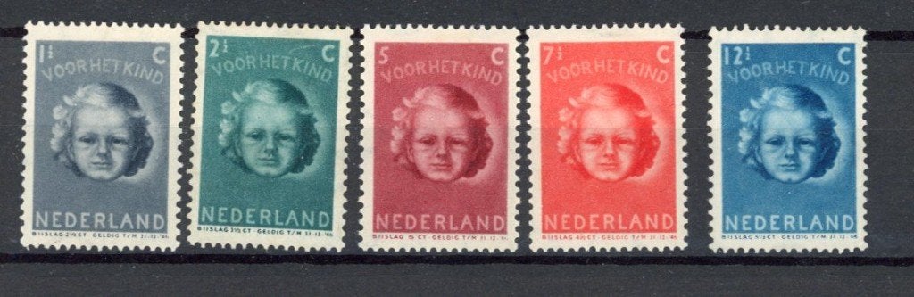 Kinderzegels 1945, NVPH 444-448, ongebruikt, Ophalen of Verzenden, Na 1940, Postfris